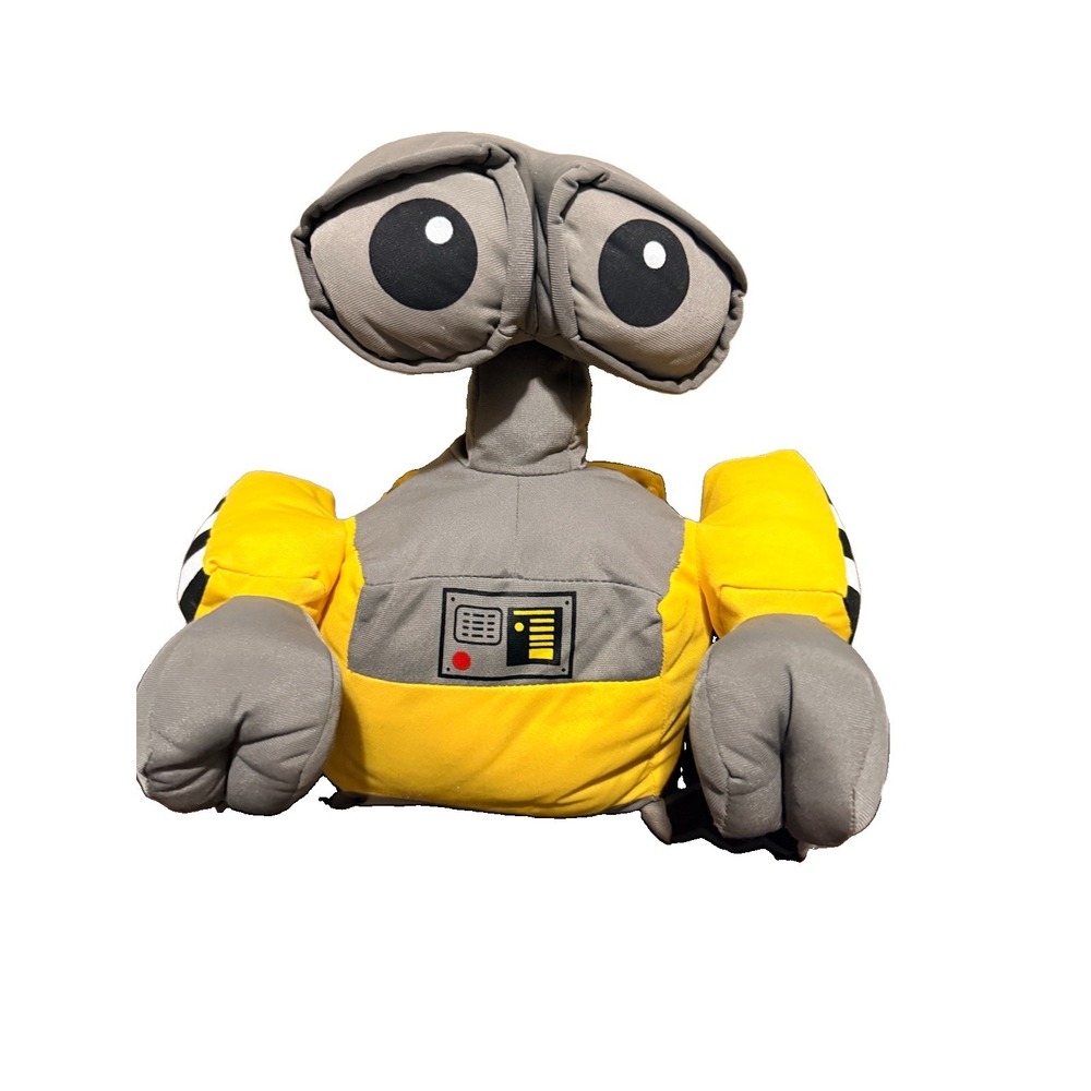 Vintage Disney Store Wall-E Plush Stuffed Robot Yellow Gray Pixar Soft Toy 7"